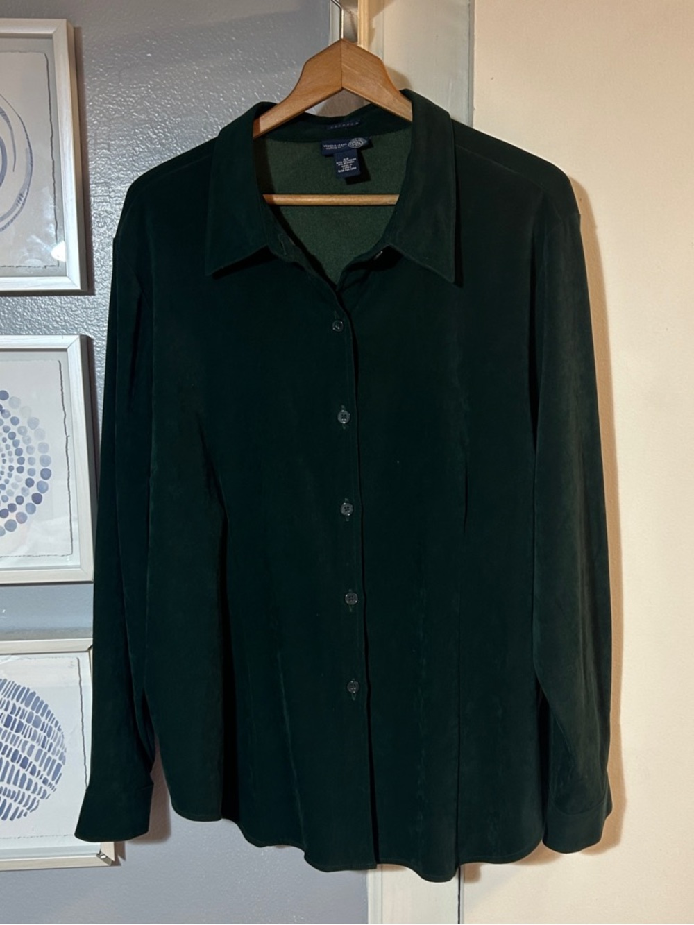 Venezia Dark Green Women’s Plus Size 22 Faux Suede Button-Front Blouse